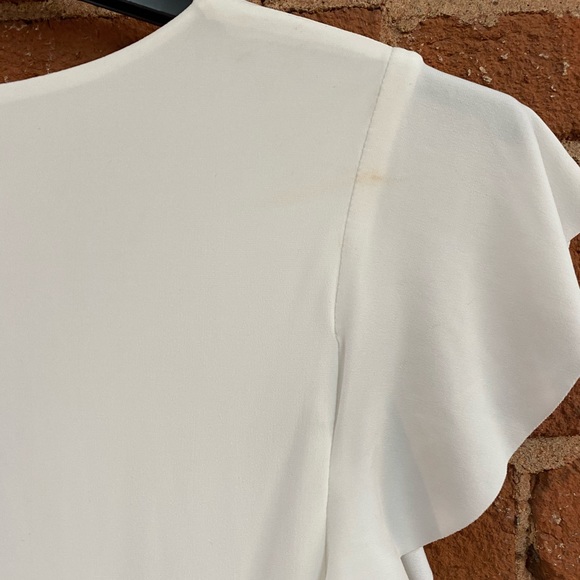 White Flutter-Sleeve Surplice Maxi Dress - Picture 6 of 7